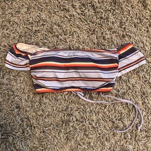 Off the Shoulder Rainbow Tieback Bikini Top